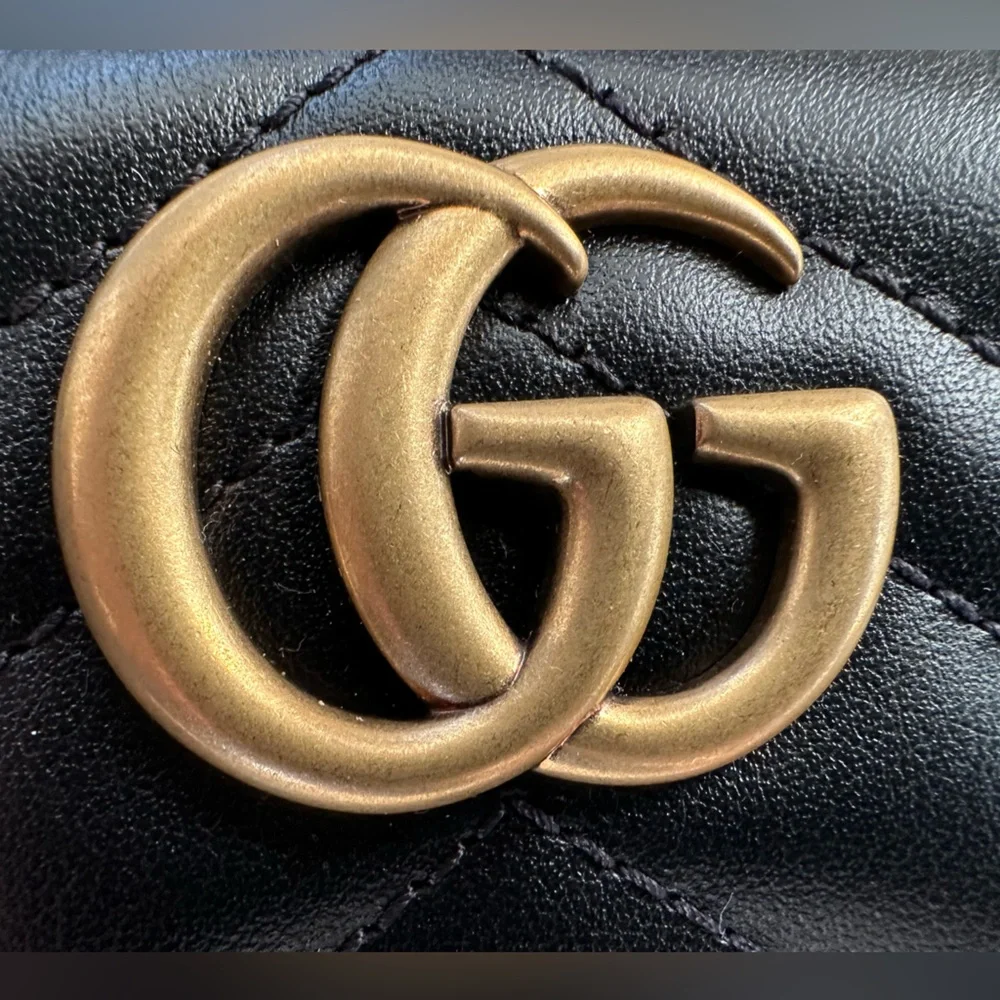 Authentic Gucci Marmont Zip Around Wallet, Black with Gold Hardware, NEW - Picture 9 of 11